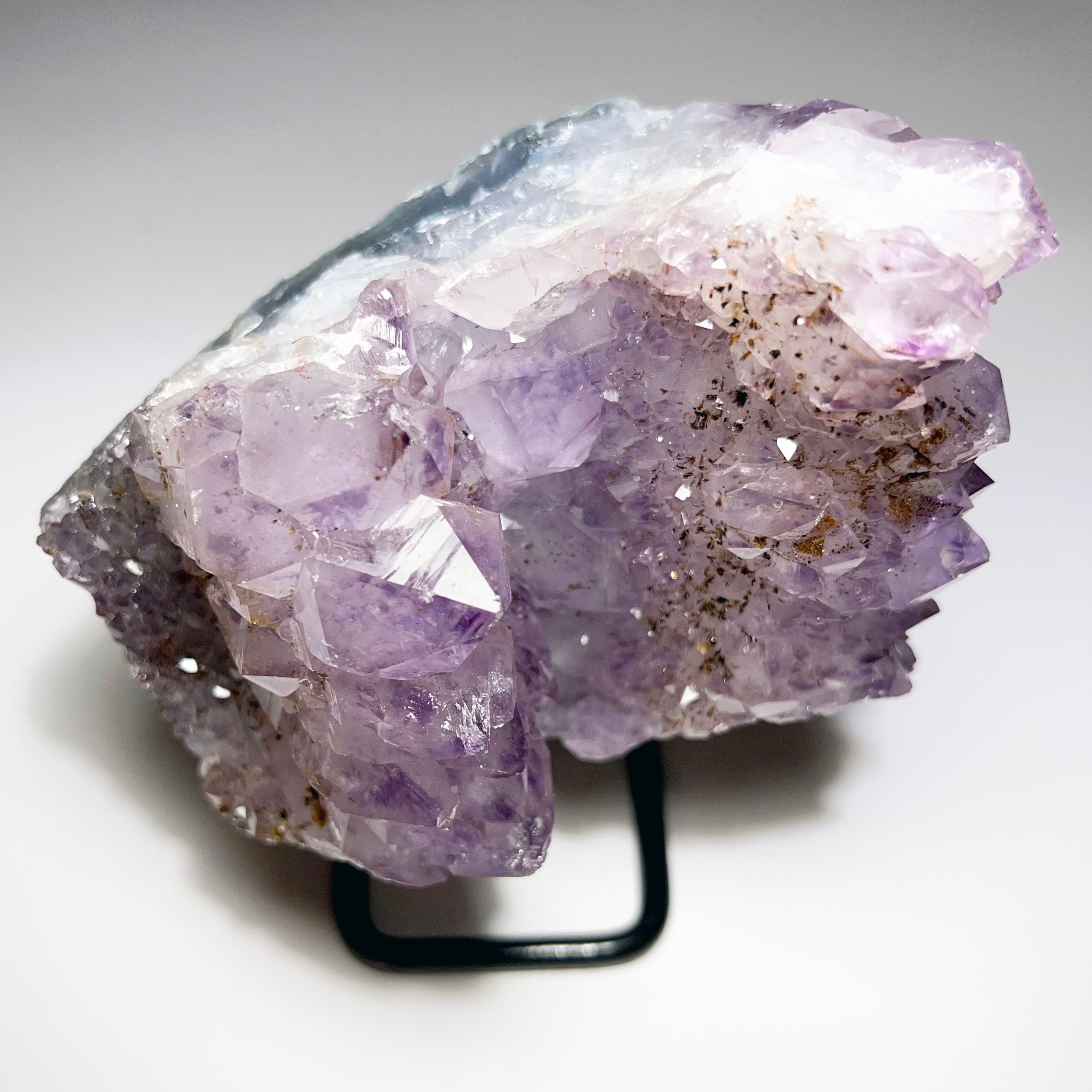 Amethyst with Goethite on stand